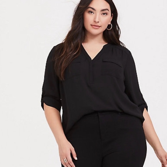 Torrid Georgette Black Pullover Sz1 - Picture 2 of 5